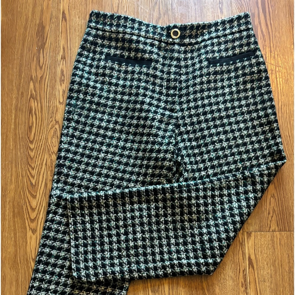 Zara plaid black , cream and green pants